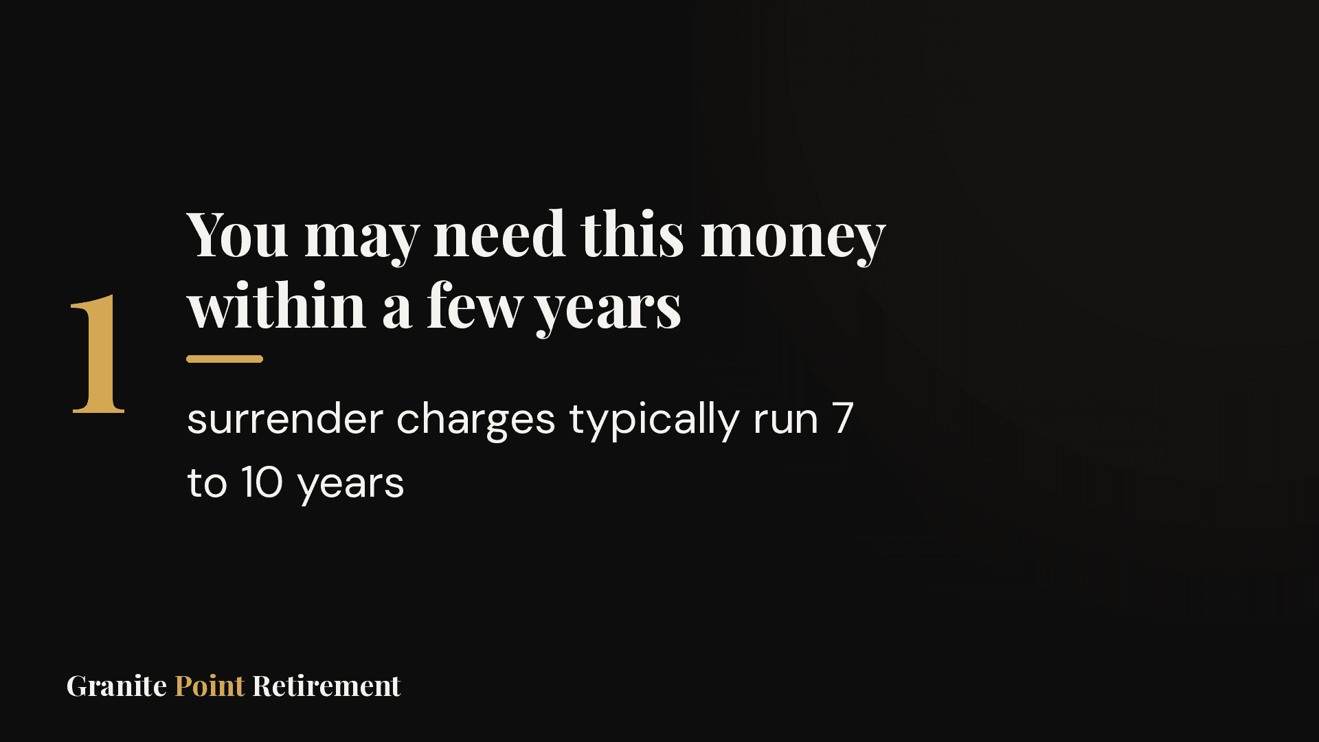 Situation 1: you may need this money within a few years; surrender charges typically run 7 to 10 years